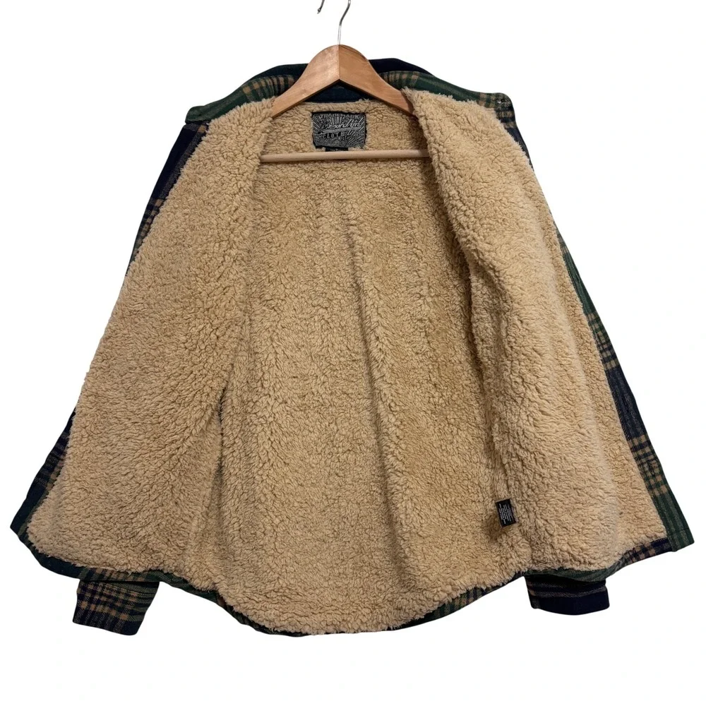 Brooklyn Cloth Flannel Shirt Jacket Mens S Plaid Sherpa Lined Shacket Outdoor